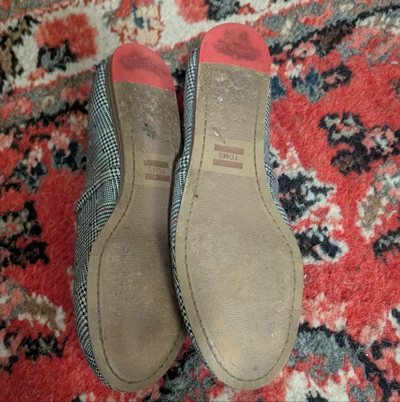 TOMS Women's Black and Red Plaid Loafers - Picture 3 of 3
